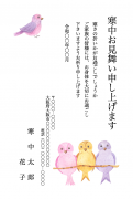 鳥のイラスト柄デザインの寒中見舞いテンプレート